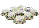 Lomonosov Imperial Porcelain Tea Set Tulip Forest Violets 6/21