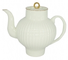 Lomonosov Imperial Porcelain Bone China Tea Pot Wave Golden Edge 27 fl.oz/800 ml
