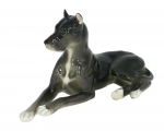 Great Dane Dog Black Colored Lomonosov Figurine