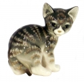 Cat Kitty Gray Striped Lomonosov Imperial Porcelain Figurine