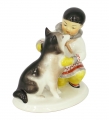 Eskimo Boy With Husky Dog Lomonosov Imperial Porcelain Figurine