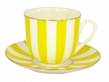 Lomonosov Porcelain Yes and No YELLOW Bone China Espresso Coffee Cup and Saucer 6 oz/180 ml