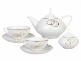Lomonosov Porcelain Bone China Dome Golden Curls Tea Set Service 14 items