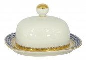 Lomonosov Imperial Porcelain Butter Holder Dish Cobalt Net