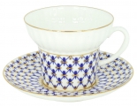 Imperial Porcelain  Bone China Tea Cup and Saucer Cobalt Net Wave 5,24 oz/155 ml