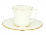 Imperial Porcelain Bone China Porcelain Tea Cup and Saucer Yulia Golden Ribbon 7 fl.oz/210 ml