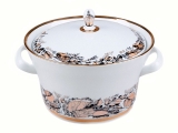 Lomonosov Porcelain Porcelain Soup Bowl Tureen Youth My Garden 113.3 oz/3350 ml