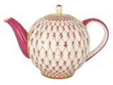 Lomonosov Imperial Porcelain Tea Pot Tulip Red Net 10 Cups 67 oz/2000 ml