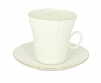 Lomonosov Porcelain Porcelain Bone China Dandelion Coffee Cup and Saucer Golden Edge 5.9 oz/175 ml