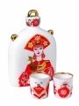 Lomonosov Imperial Porcelain Whiskey/Vodka Decanter Set Slavic Beauty Girl 22 oz/650 ml