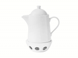 Lomonosov Porcelain Tea Pot Optima White 40.6 fl.oz/1200 ml with Heater Stand