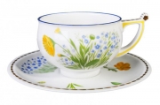 Imperial Lomonosov Porcelain Tea Set Cup and Saucer Kostroma Calendula 10 oz/300 ml