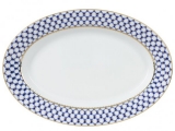 Lomonosov Porcelain Oval Serving Platter Cobalt Net 14.2"/360mm